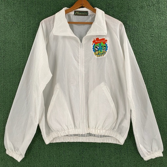 Rare VTG 90’s Nickelodeon Splat City Transparent Windbreaker Jacket Men’s Large - Picture 1 of 7